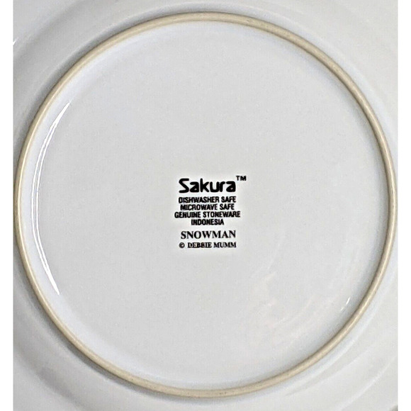 Sakura Debbie Mumm SNOWMAN Salad Dessert Lunch Plates Set of 4 NEW - Picture 6 of 8